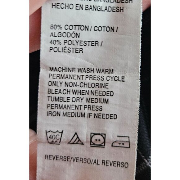 Van Heusen Mens Black & White Windowpane Check Button-Up Shirt Size S/P 14-14.5 - Picture 9 of 9